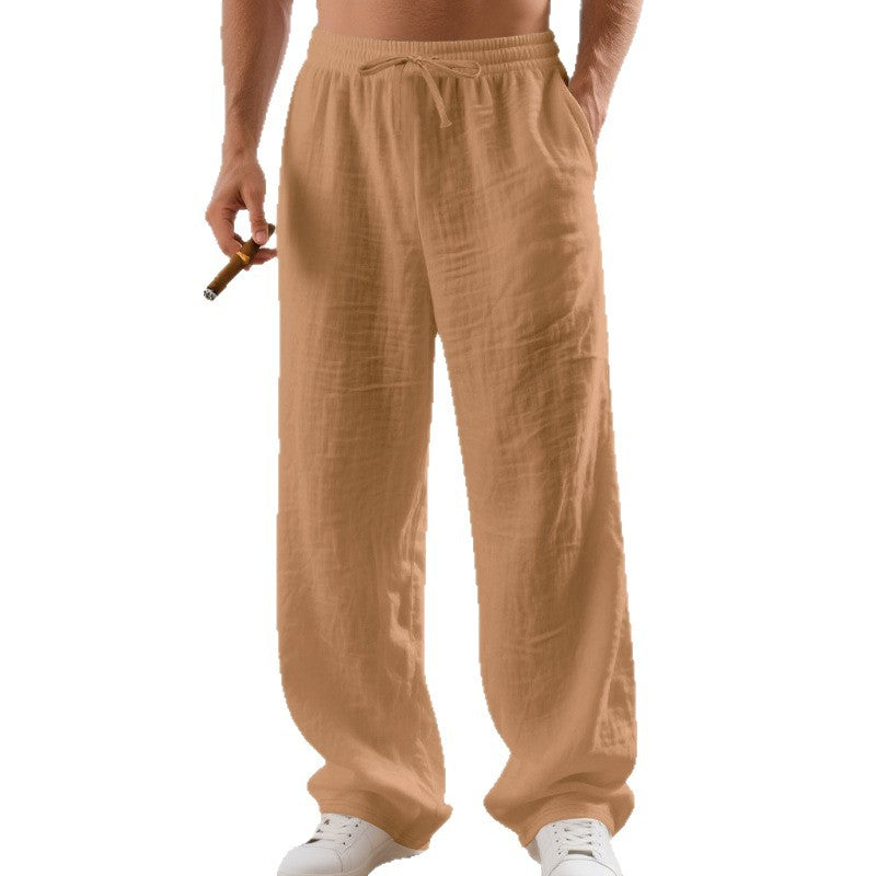Cotton and linen loose casual sports linen straight leg pants