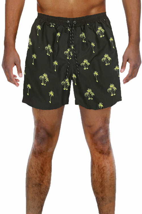 Lime Palm Print Swim Shorts SW011